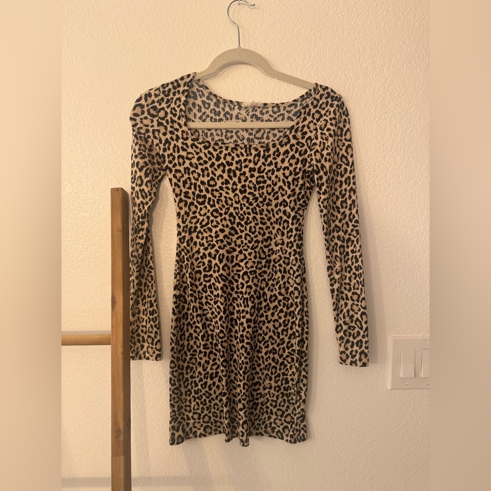 Leopard Print Long Sleeve Dress